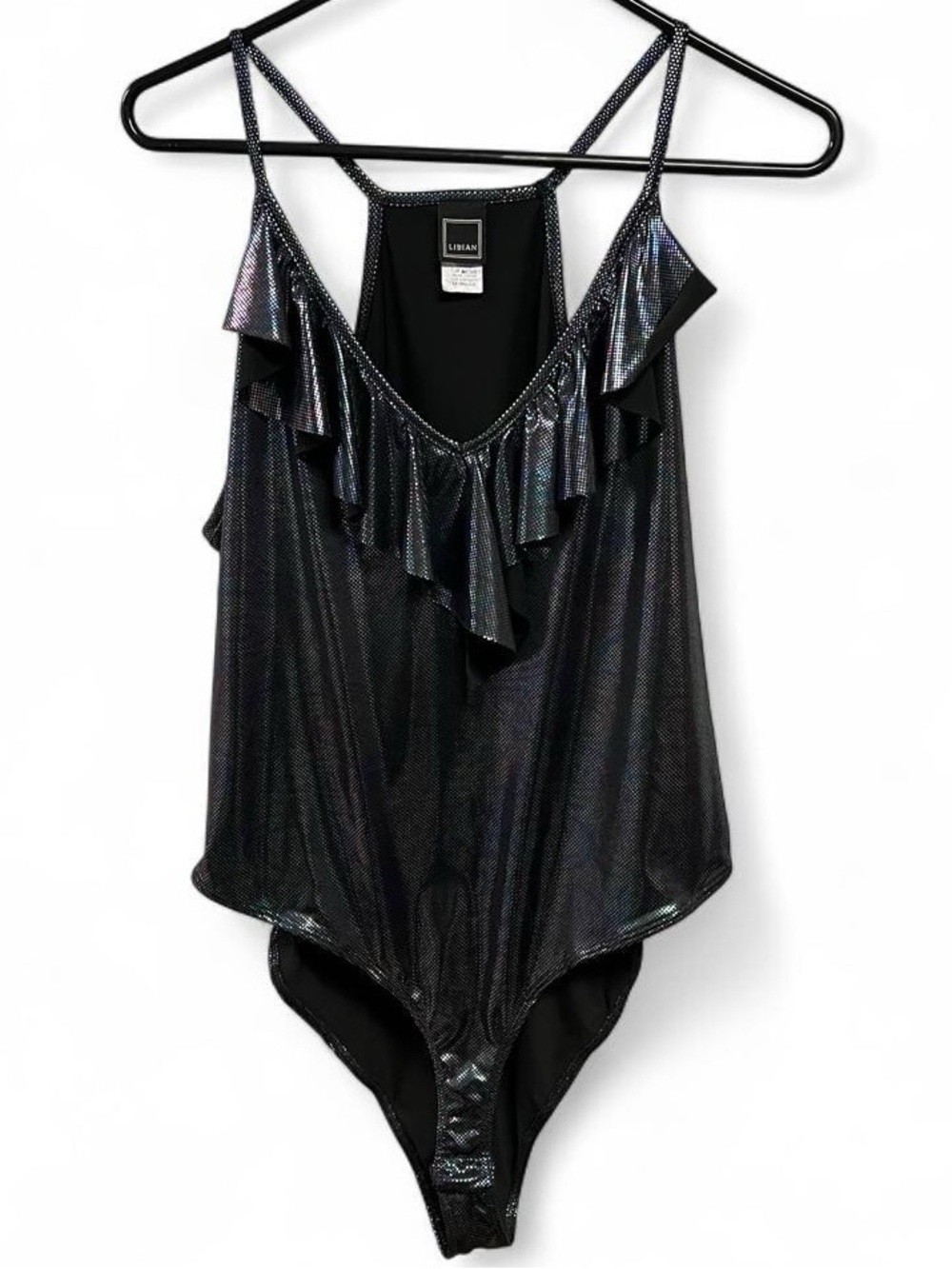 Libian Iridescent Ruffle Bodysuit 3X